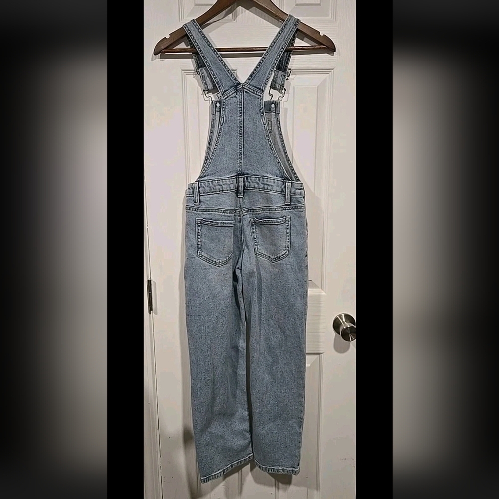 So Girls 10 Lightwash Denim Overalls Distressed Relaxed Wide Leg Jeans School - Picture 5 of 6